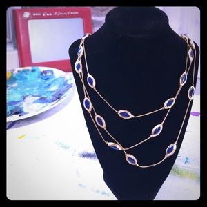Gold & Blue Layered Scandinavian Design Necklace
